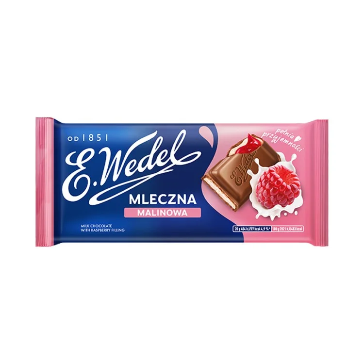 WEDEL czekolada mleczna malinowa 100g WEDEL czekolada mleczna malinowa 100g