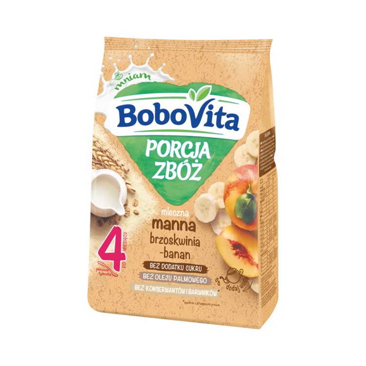 BoboVita Porcja Zbóż kaszka mleczna manna brzoskwinia-banan, po 4. miesiącu 210g