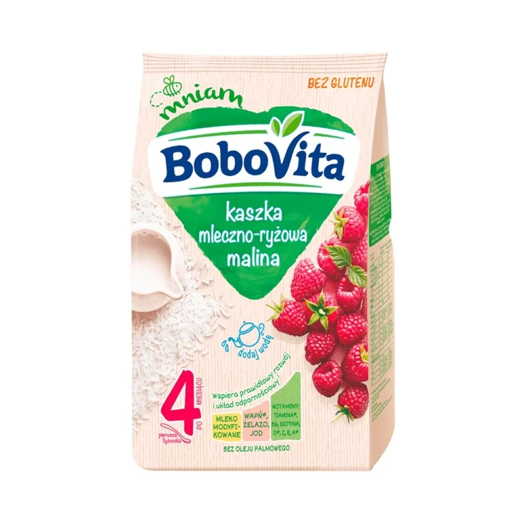 BoboVita kaszka mleczno-ryżowa malina, po 4. miesiącu 230g BoboVita kaszka mleczno-ryżowa malina, po 4. miesiącu 230g