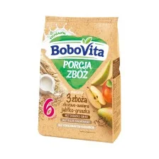 Bobovita  Porcja Zbóż Kaszka mleczna 3 zboża zbożowo-owsiana jabłko-gruszka po 6 miesiącu 210 g