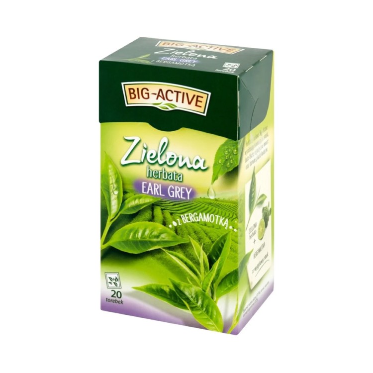 HERBAPOL Big-Active Herbata zielona Earl Grey z bergamotką 20 x 1,5 g