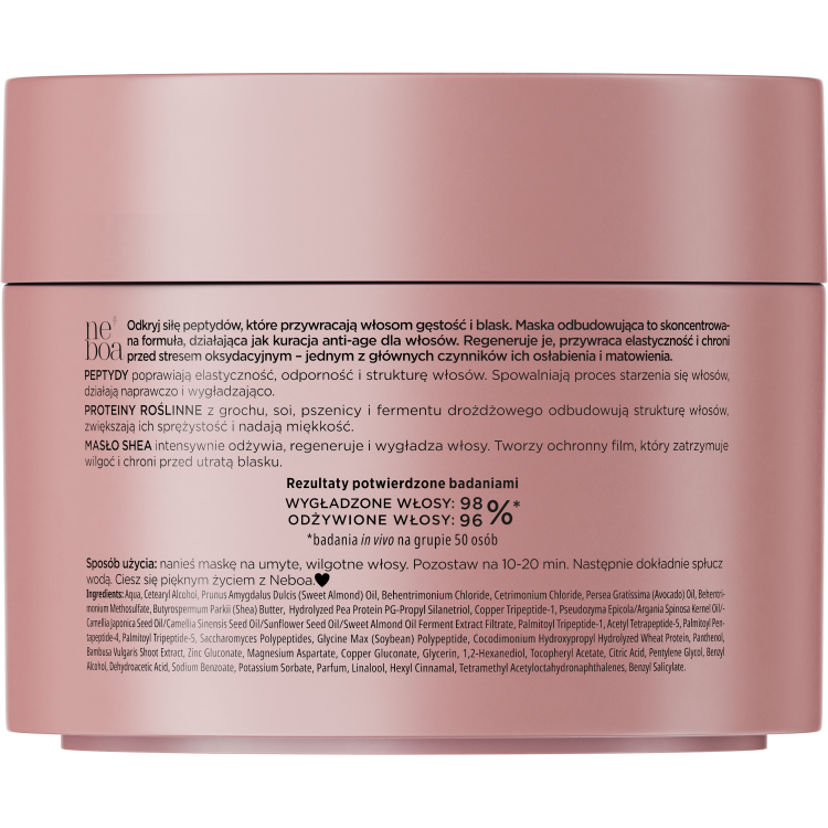 NEBOA GLOW PEPTIDE Maska odbudowująca do włosów osłabionych, cienkich i zniszczonych 300 ml NEBOA GLOW PEPTIDE Maska odbudowująca do włosów osłabionych, cienkich i zniszczonych 300 ml