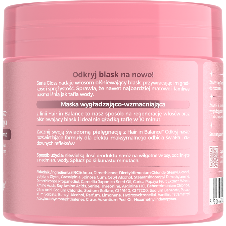 ONLYBIO HAIR IN BALANCE GLOSS Maska wygładzająco-wzmacniająca 280ml ONLYBIO HAIR IN BALANCE GLOSS Maska wygładzająco-wzmacniająca 280ml