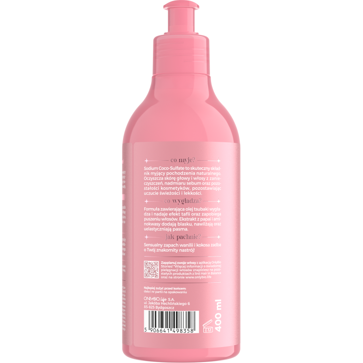 ONLYBIO HAIR IN BALANCE GLOSS Szampon wygładzający 400ml