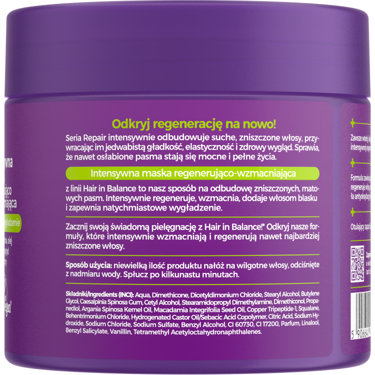 ONLYBIO HAIR IN BALANCE REPAIR Intensywna maska regenerująco-wzmacniająca 280ml