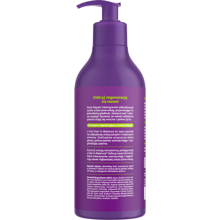 ONLYBIO HAIR IN BALANCE REPAIR Szampon regenerująco-wzmacniający 400ml ONLYBIO HAIR IN BALANCE REPAIR Szampon regenerująco-wzmacniający 400ml
