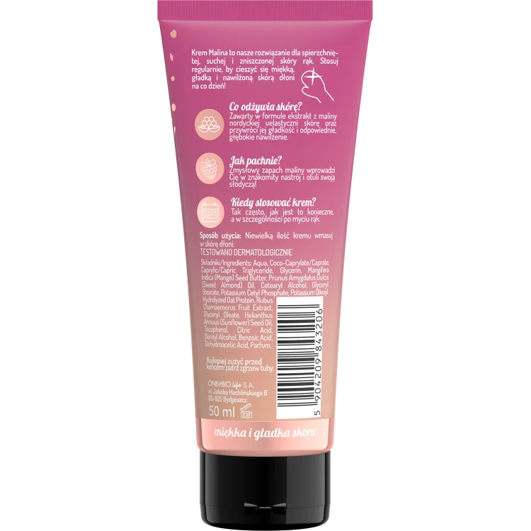 ONLYBIO HAND IN BALANCE MALINA KREM DO RĄK 50ML