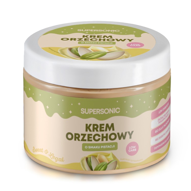 SUPERSONIC Krem Orzechowy Low-carb pistacja 280 g SUPERSONIC Krem Orzechowy Low-carb pistacja 280 g