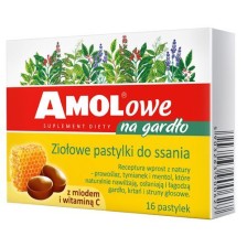 AMOLOWE ZIOŁOWE PASTYLKI DO SSANIA NA GARDŁO MIÓD & CYTRYNA 16szt AMOLOWE ZIOŁOWE PASTYLKI DO SSANIA NA GARDŁO MIÓD & CYTRYNA 16szt