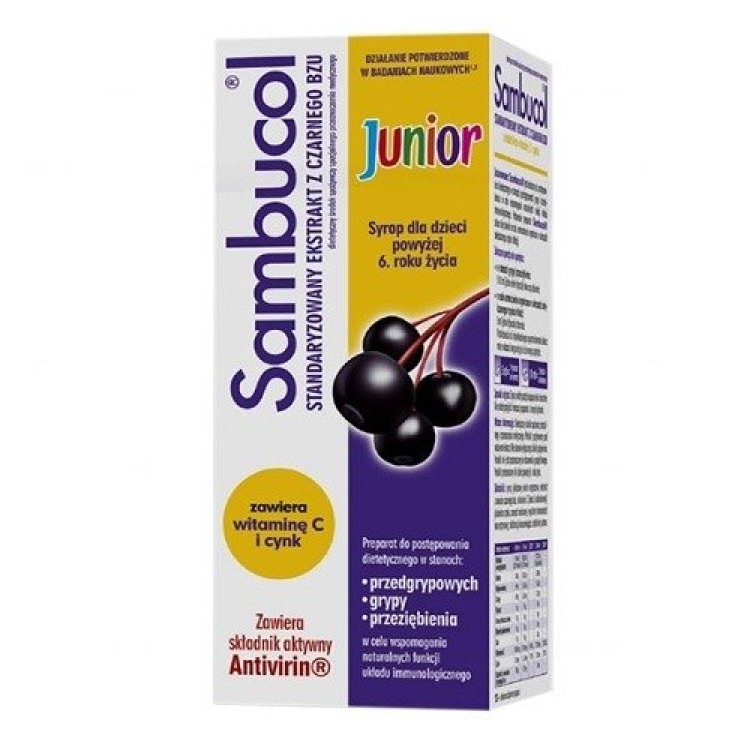 ADAMED Sambucol Antivirin Junior z ekstraktem owocow czarnego bzu 120ml