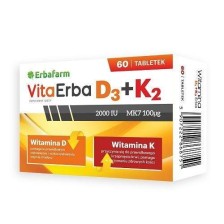 ERBAFARM VitaErba D3 + K2 60 tabletek ERBAFARM VitaErba D3 + K2 60 tabletek