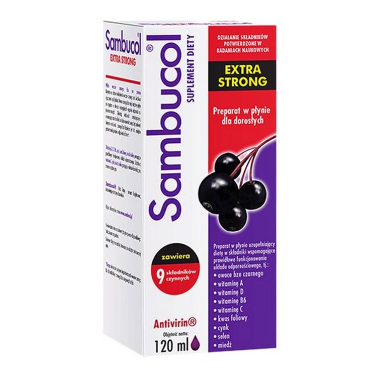 ADAMED Sambucol Antivirin Extra Strong z ekstraktem owocow czarnego bzu 120ml