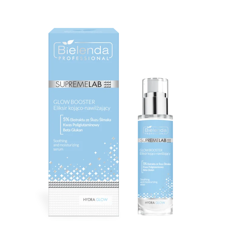 SUPREMELAB Hydra Glow Eliksir kojąco-nawilżający GLOW BOOSTER z ekstraktem ze śluzu ślimaka 30ml SUPREMELAB Hydra Glow Eliksir kojąco-nawilżający GLOW BOOSTER z ekstraktem ze śluzu ślimaka 30ml