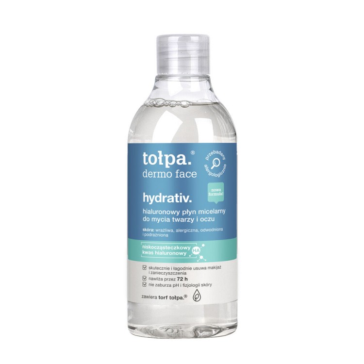 TOLPA DERMO FACE HYDRATIV hialuronowy płyn micelarny do mycia twarzy i oczu, 400 ml