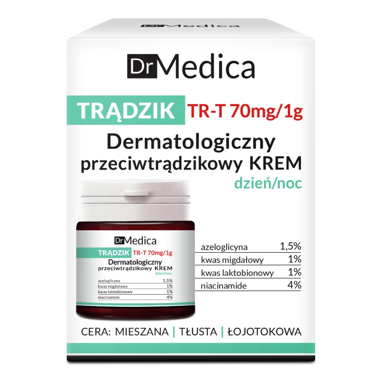 Dr Medica TRĄDZIK Dermatologiczny przeciwtrądzikowy krem dzień/noc, 50ml Dr Medica TRĄDZIK Dermatologiczny przeciwtrądzikowy krem dzień/noc, 50ml