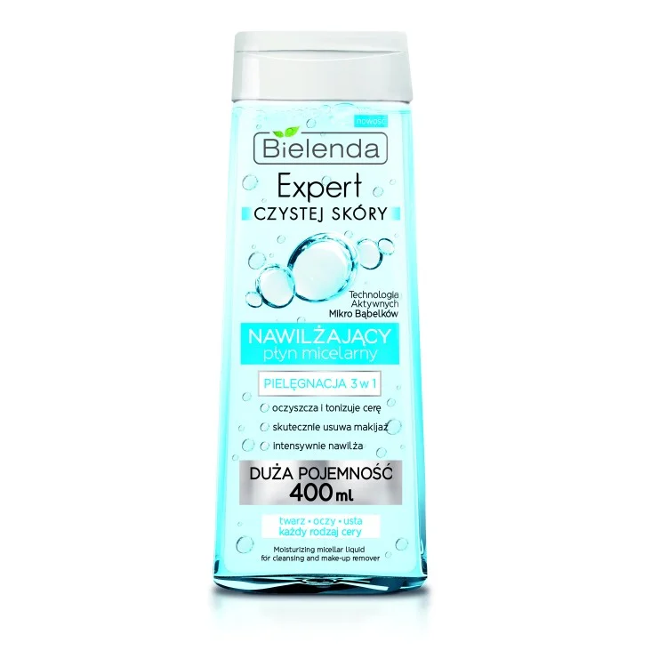BIELENDA EXPERT CZYSTEJ SKÓRY Nawilżający płyn micelarny 3 w 1, 400ml BIELENDA EXPERT CZYSTEJ SKÓRY Nawilżający płyn micelarny 3 w 1, 400ml