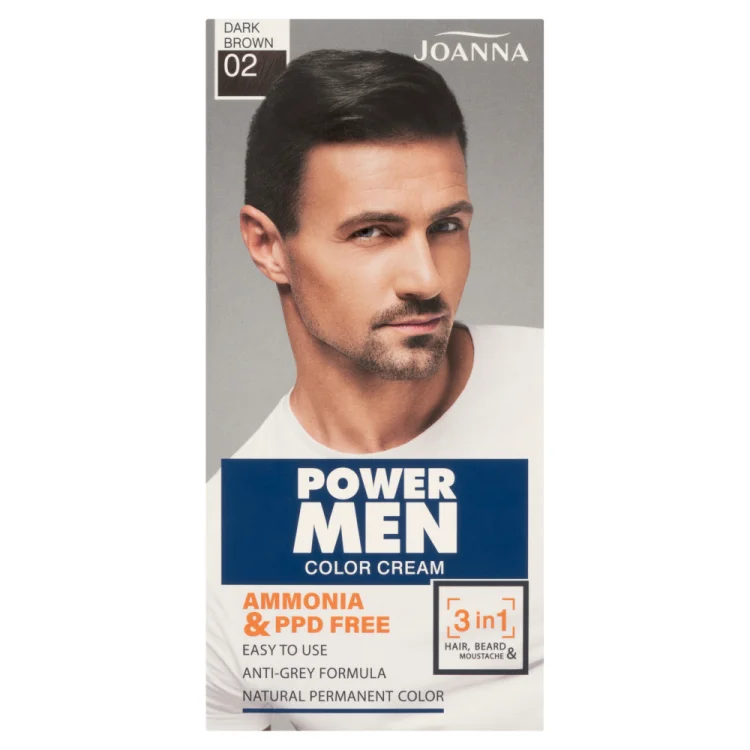 Joanna Power Men 3-w-1 krem koloryzujący 02 ciemny brąz Joanna Power Men 3-w-1 krem koloryzujący 02 ciemny brąz