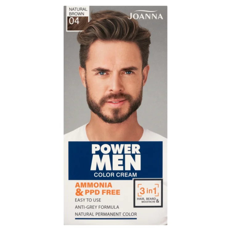 Joanna Power Men 3-w-1 krem koloryzujący 04 naturalny brąz Joanna Power Men 3-w-1 krem koloryzujący 04 naturalny brąz