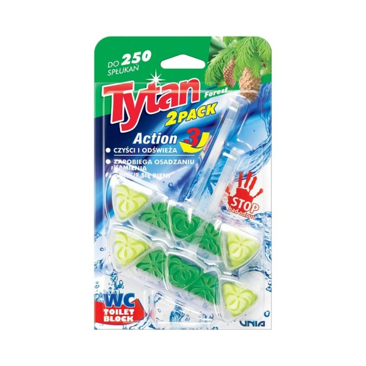 TYTAN Kostka toaletowa do WC Tytan Action 3 zapach lesny 2x40g