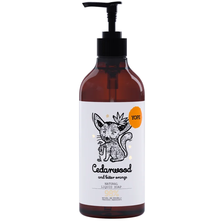 Yope Naturalne Mydło w Płynie z Cedrem i Gorzką Pomarańczą 500ml Yope Naturalne Mydło w Płynie z Cedrem i Gorzką Pomarańczą 500ml